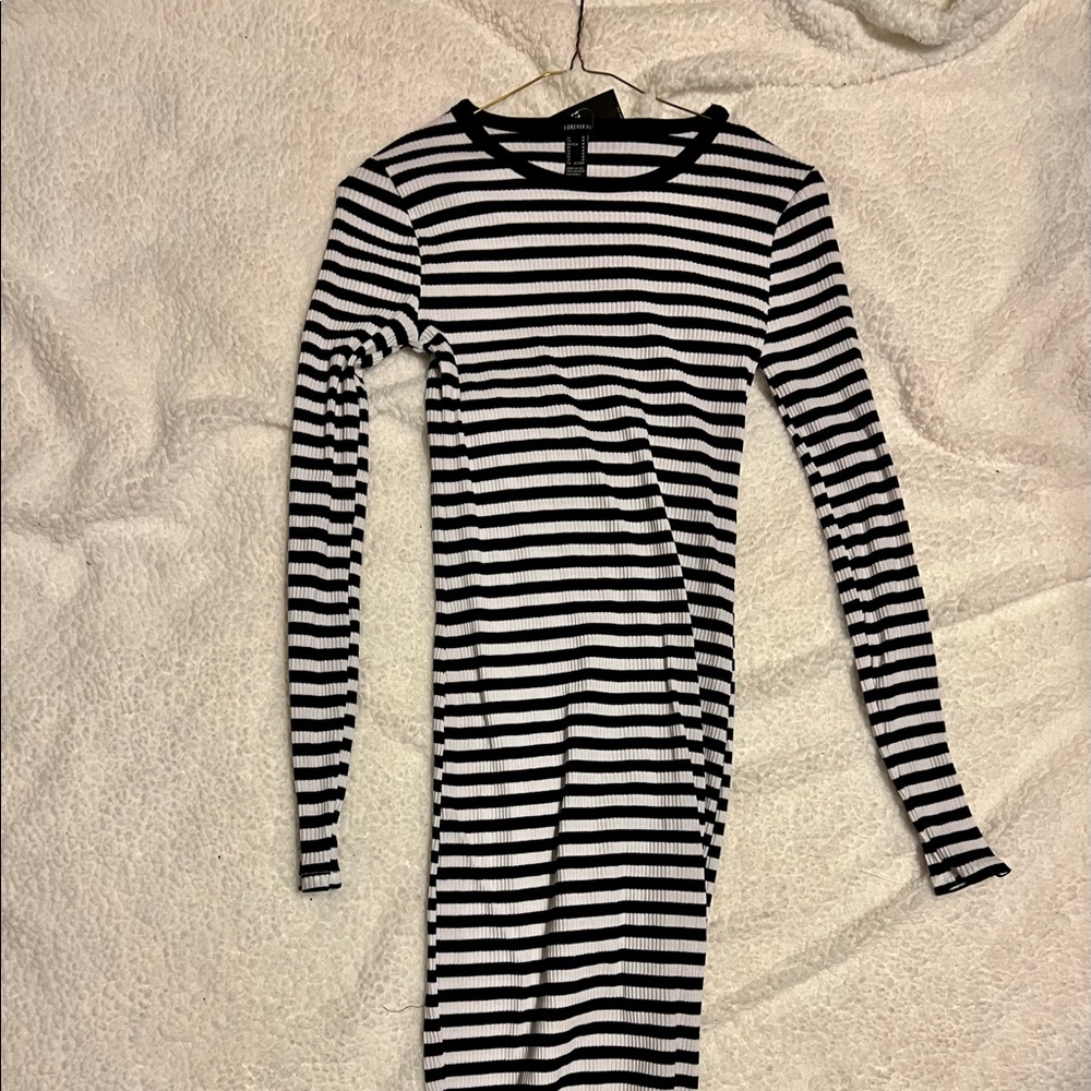 MIDI long sleeve striped Bodycon dress